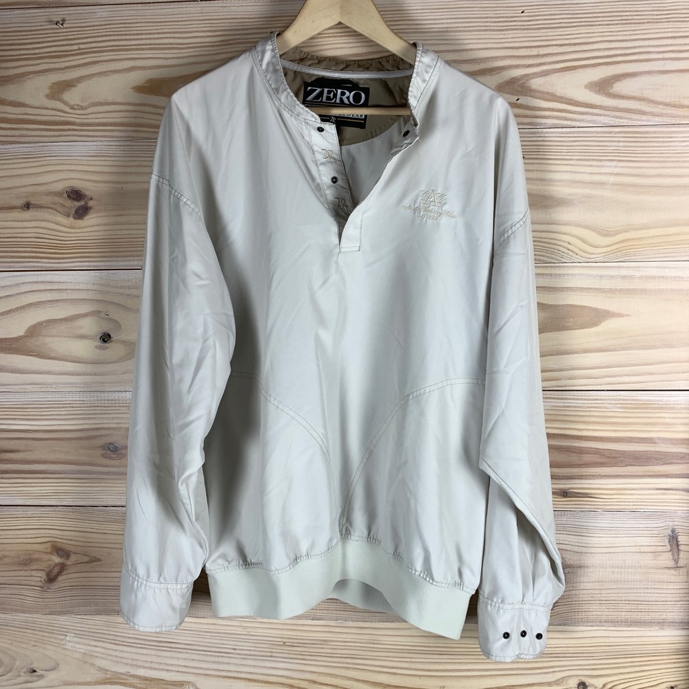 Zero‎ Restriction Windbreaker Mens L Beige Golf Pullover Austin Country Club USA